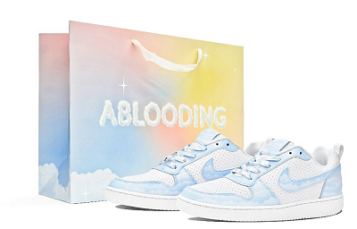 Nike Court Borough Low ABLOODING Starry Sky Collection Blue Starry Sky Cave Cave Low-Top Skateboard Shoes Men's Blue