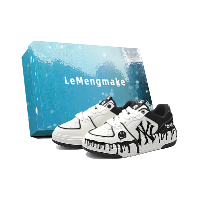 MLB Chunky Liner Cushioning, Wear Resistant Low Top Skateboard Shoes Unisex White