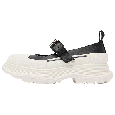 Alexander McQueen Tread Slick Platform Mary Jane Shoes 4.5cm Women's Black White