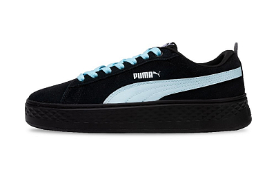 PUMA Suede Platform Slip Resistant Low top Skateboard Shoes Women's Black Blue