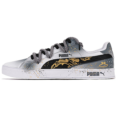 PUMA Smash Vulc Skateboard Shoes Unisex Low-Top Black White Green