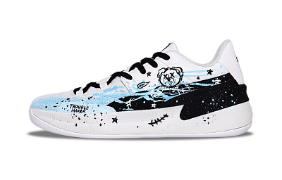 PUMA Clyde Hardwood Team Low Top Basketball Shoes Unisex White Blue