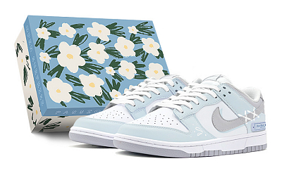 Nike Dunk Low Top Skateboard Shoes Men's Gray Blue