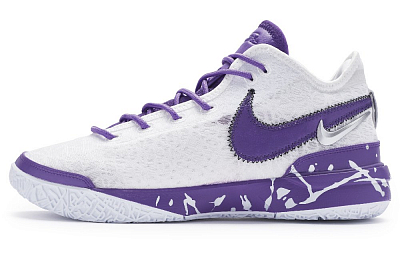 Nike LeBron NXXT Gen Anti Slip Wear Resistant Mid Top Basketball Shoes Men's White Purple Asian Version