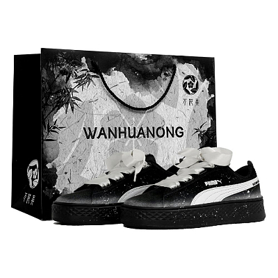 PUMA Platform Kaleidoscope, Moonlight, Shopping Bag Anti Slip Wear Resistant Low Top Skateboard Shoes Women's Black