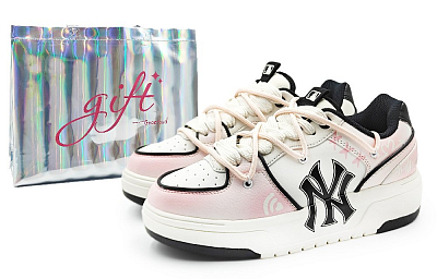 MLB Chunky Liner Abrasion Resistant Low Top Skateboard Shoes Unisex Light Pink