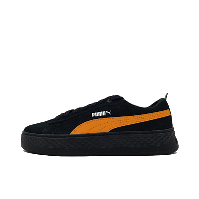 PUMA Smash Platform Anti Slip Wear Resistant Low Top Skateboard Shoes Women's Black Orange