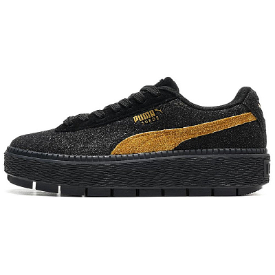 PUMA Platform Trace Slip-Resistant Low-Top Skateboard Shoes Women's Black Gold