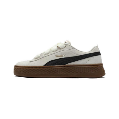 PUMA Smash Platform Low Top Skateboard Shoes Women's Beige Black
