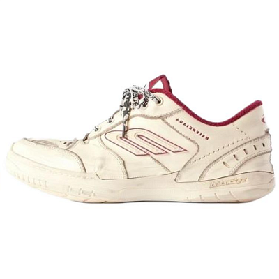 Balenciaga Hamptons Worn Out Low Top Casual Shoes Women's White & Red