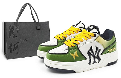 MLB Chunky Liner Abrasion Resistant Low Top Skateboard Shoes Unisex Yellow Green