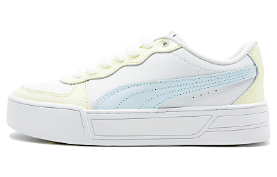PUMA Skye Slip Resistant, Lightweight, And Breathable Low top Skateboard Shoes Women's Yellow Blue