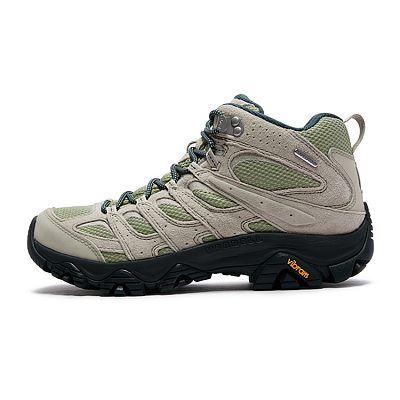 MERRELL MOAB 3 Slip Resistant, Abrasion Resistant, Waterproof Mid Top Hiking Shoes Men's Light Gray Green