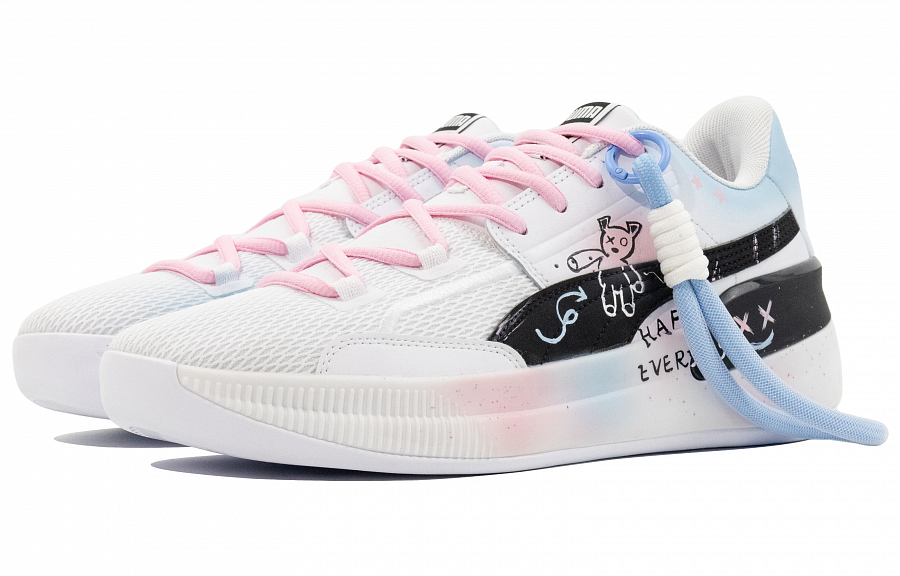 PUMA Clyde Hardwood Team Low Top Basketball Shoes Men's Pink Blue купить в интернет-магазине Yoocart с быстрой доставкой по России.