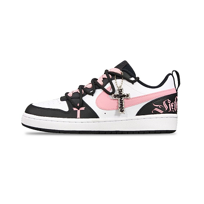 Nike Court Borough Low-Top Skateboard Shoes GS Black Pink