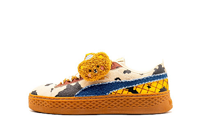 PUMA Smash Platform Milk Cool Bear Slip-Resistant Low-Top Skateboard Shoes Women's Black Beige Yellow