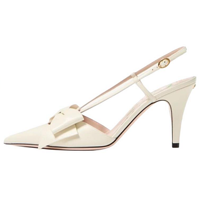 Valentino Bowow Slim Heel High Heels 8.5cm Women's Ivory White