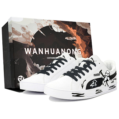 PUMA Smash Vulc Impact Resistance, Quick Dry, Abrasion Resistant Low Top Skateboard Shoes Unisex Black White
