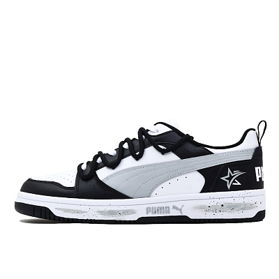 PUMA Rebound V6 Pink Shooting Stars Anti Slip Wear Resistant Low Top Skateboard Shoes Unisex Black Gray Color