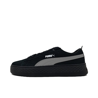 PUMA Smash Platform Pitch Black Cushioning, Wear Resistant Low Top Skateboard Shoes Women's Black Gray