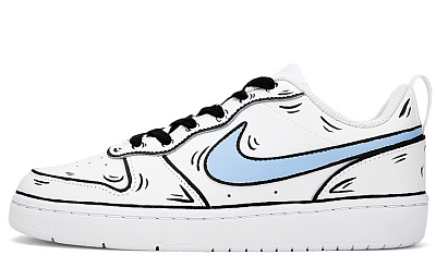 Nike Court Borough Low 2 Low Top Skateboard Shoes GS White Black