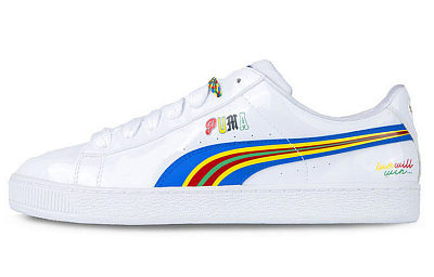 PUMA Basket Dee Coverage, Cushioning, Lightweight Low Top Skateboard Shoes Men's White
