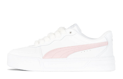 PUMA Skye Slip Resistant, Lightweight, Breathable, Height Increasing Low top Skateboard Shoes Women's White Pink