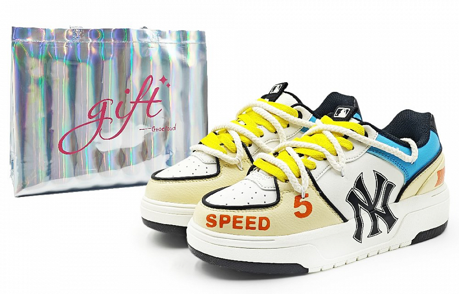 MLB Chunky Liner Abrasion Resistant Low Top Skateboard Shoes Unisex Beige Blue купить в интернет-магазине Yoocart с быстрой доставкой по России.