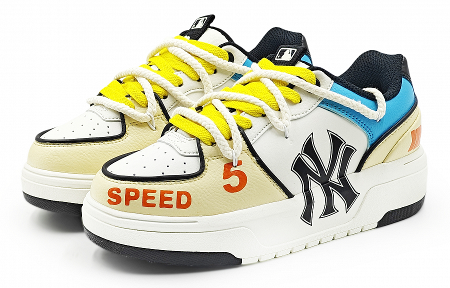 MLB Chunky Liner Abrasion Resistant Low Top Skateboard Shoes Unisex Beige Blue купить в интернет-магазине Yoocart с быстрой доставкой по России.