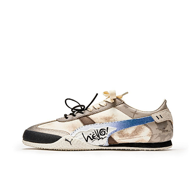 PUMA Bella Anti Slip Wear Resistant Low Top Casual Shoes Unisex Beige Brown Blue