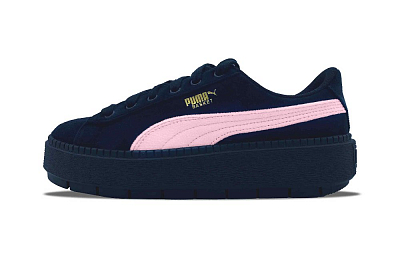 PUMA Platform Trace Slip Resistant Low top Skateboard Shoes Women's Black Pink