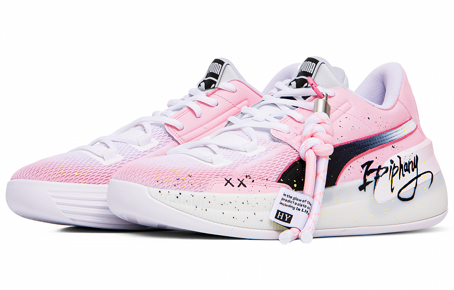 PUMA Clyde Hardwood Cushioned Slip-Resistant Breathable Low-Top Basketball Shoes Men's Black White Pink купить в интернет-магазине Yoocart с быстрой доставкой по России.