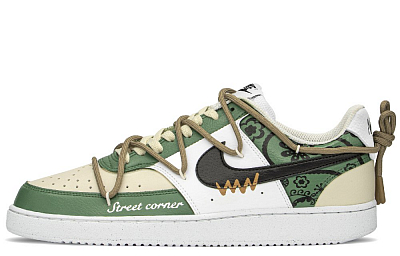 Nike Court Vision 1 FZBB Abrasion Resistant Low Top Skateboard Shoes Men's Khaki Green