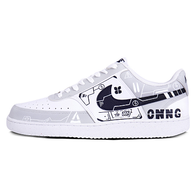 Nike Court Vision Anti-Slip Wear-Resistant Low-Top Skateboard Shoes Men's Black White Gray