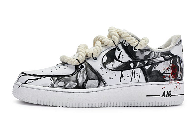 Nike Air Force 1 Low 811 Manufacturing, Four Seasons Peaceful Low Top Skateboard Shoes GS Black White Red
