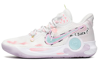 Nike KD Trey 5 IX CUS ID Sweet Battle Anti-Slip Wear-Resistant Mid-Top Vintage Basketball Shoes Unisex Pink White