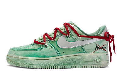 Nike Air Force 1 Height Increasing Low Top Skateboard Shoes GS Silver Green