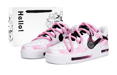 Nike Air Force 1 Low-Top Skateboard Shoes Men's Black White Pink