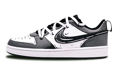 Nike Court Borough Non-slip Lightweight Low-Top Skateboard Shoes GS Gray White