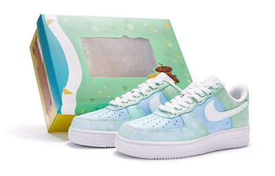 Nike Air Force 1 Low 811 Manufacturing Low Top Skateboard Shoes GS Blue Green White