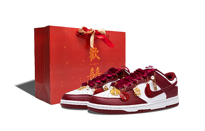 Nike Dunk Skateboard Shoes Men Low-Top Red/White/Gold