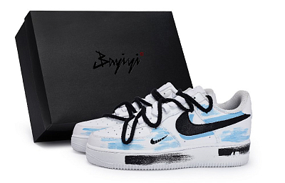 Nike Air Force 1 811 Manufacture Exoskeleton Blue Special Shoe Box Low-Top Skateboard Shoes Women's White Black Blue