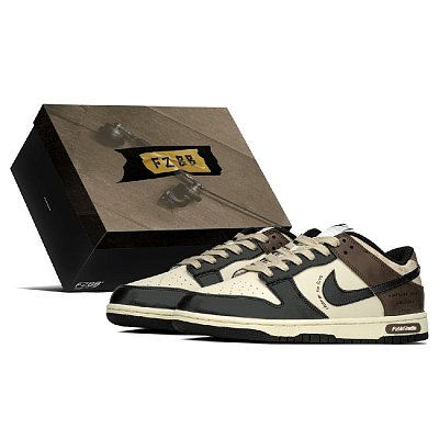 Nike Dunk Anti-Slip And Wear-Resistant Lightweight Height Increasing Low-Top Skateboard Shoes Women's Beige Brown Black