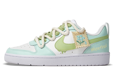 Nike Court Borough Low-Top Skateboard Shoes GS White Green