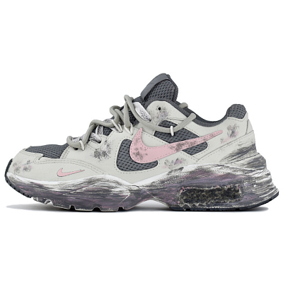 Nike Air Max Fusion Shock Absorbers Slip Resistant Breathable Low top Running Shoes Women's Space Gray Pink