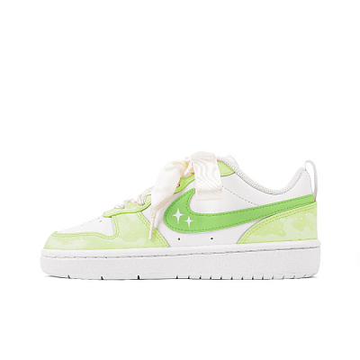 Nike Court Borough Slip Resistant Cushioning Abrasion Resistant Low Top Skateboard Shoes GS White Green