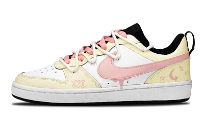 Nike Court Borough Low 2 Moon Star Impact-Resistant Quick-Drying Wear-Resistant Low-Top Skateboard Shoes GS Beige Pink