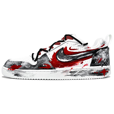 Nike Court Borough Slip-Resistant Cushioning Wear-Resistant Low-Top Skateboard Shoes Men's Black Red White