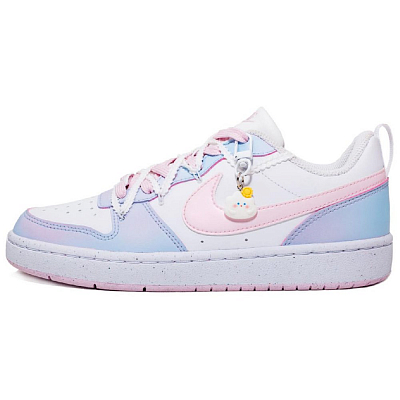 Nike Court Borough Low Cotton Candy Anti Slip And Wear Resistant Balance Low Top Skateboard Shoes Women's Blue Pink