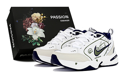 Nike Air Monarch 4 Height Increasing Low Top Chunky Sneakers Unisex White Green